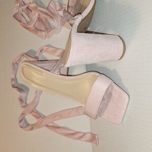NEW Rose Pink Tie Up Heels 4inch